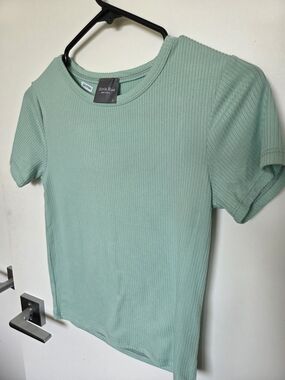 Olivia Rae Seafoam Ribbed Short Sleeve Top